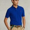 Siniset miesten Ralph Lauren mukautetut Slim Fit mesh poolopaidat Siniset miesten Ralph Lauren mukautetut Slim Fit mesh poolopaidat