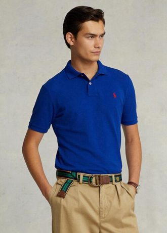 Siniset miesten Ralph Lauren mukautetut Slim Fit mesh poolopaidat