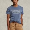 Siniset miesten Ralph Lauren mukautetut Slim Fit poolomaalaiset T-paidat