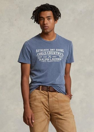 Siniset miesten Ralph Lauren mukautetut Slim Fit poolomaalaiset T-paidat Siniset miesten Ralph Lauren mukautetut Slim Fit poolomaalaiset T-paidat