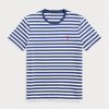 Siniset miesten Ralph Lauren mukautetut Slim Fit raidalliset T-paidat Siniset miesten Ralph Lauren mukautetut Slim Fit raidalliset T-paidat