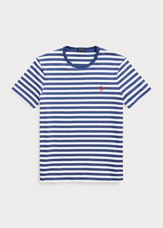 Siniset miesten Ralph Lauren mukautetut Slim Fit raidalliset T-paidat
