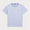 Siniset miesten Ralph Lauren mukautetut Slim Fit raidalliset T-paidat Siniset miesten Ralph Lauren mukautetut Slim Fit raidalliset T-paidat