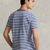 Siniset miesten Ralph Lauren mukautetut Slim Fit raidalliset T-paidat Siniset miesten Ralph Lauren mukautetut Slim Fit raidalliset T-paidat