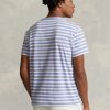 Siniset miesten Ralph Lauren mukautetut Slim Fit raidalliset T-paidat Siniset miesten Ralph Lauren mukautetut Slim Fit raidalliset T-paidat