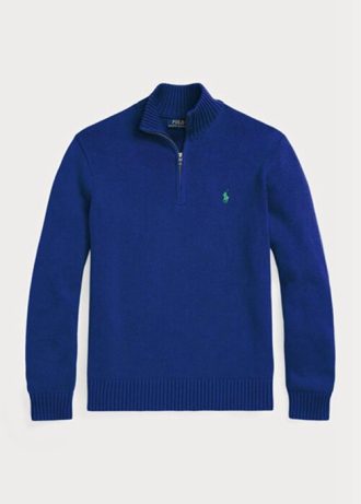 Siniset miesten Ralph Lauren -puuvillaneulepuserot Siniset miesten Ralph Lauren -puuvillaneulepuserot