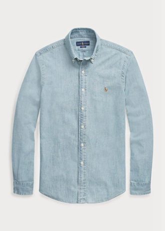 Siniset miesten Ralph Lauren Slim Fit Chambray paidat Siniset miesten Ralph Lauren Slim Fit Chambray paidat