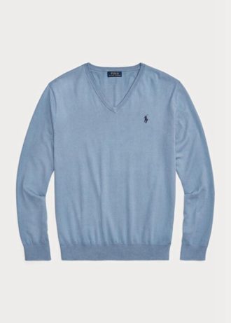 Siniset miesten Ralph Lauren Slim Fit -kuvioidut puuvillaneulepuserot Siniset miesten Ralph Lauren Slim Fit -kuvioidut puuvillaneulepuserot