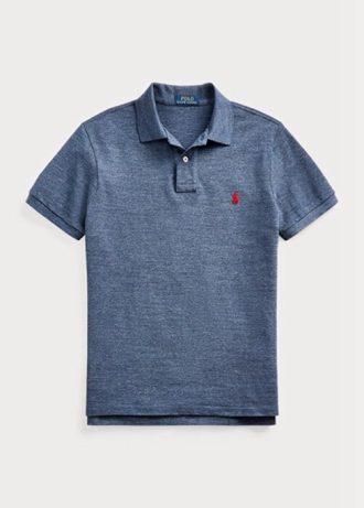 Siniset miesten Ralph Lauren Slim Fit mesh poolopaidat Siniset miesten Ralph Lauren Slim Fit mesh poolopaidat