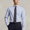 Siniset miesten Ralph Lauren Slim Fit raidalliset Poplin-muodolliset paidat Siniset miesten Ralph Lauren Slim Fit raidalliset Poplin-muodolliset paidat