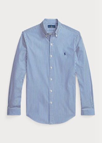 Siniset miesten Ralph Lauren Slim Fit Striped Stretch Poplin -muodolliset paidat Siniset miesten Ralph Lauren Slim Fit Striped Stretch Poplin -muodolliset paidat