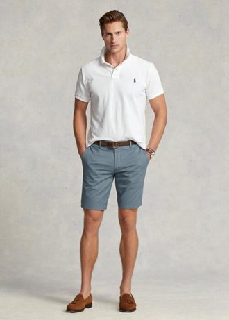 Siniset miesten Ralph Lauren Stretch Slim Fit chino shortsit