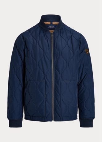 Siniset miesten Ralph Lauren tikatut Bomber-takit