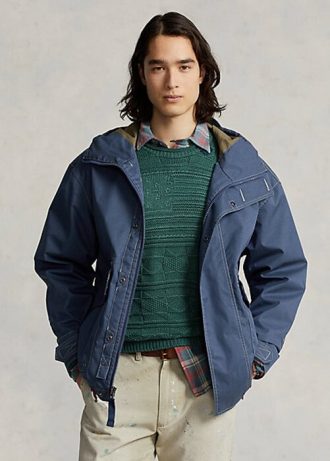 Siniset miesten Ralph Lauren Twill -hupulliset takit