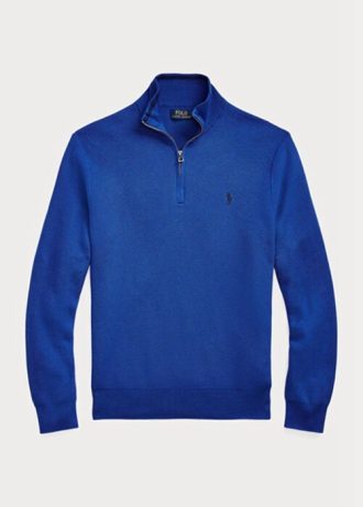 Siniset miesten Ralph Lauren verkkoneulotut puuvillaiset neulepuserot Siniset miesten Ralph Lauren verkkoneulotut puuvillaiset neulepuserot