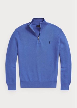 Siniset miesten Ralph Lauren verkkoneulotut puuvillaiset neulepuserot Siniset miesten Ralph Lauren verkkoneulotut puuvillaiset neulepuserot