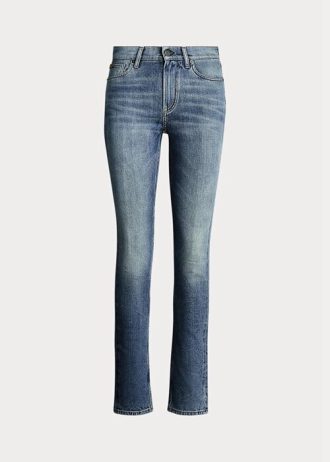Siniset naisten Ralph Lauren 861 korkeat, kapeat farkut