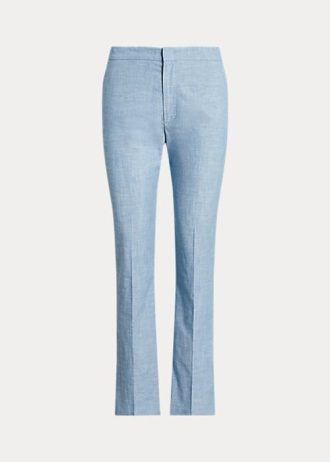 Siniset naisten Ralph Lauren Chambray Kick-Flare lyhennetyt housut Siniset naisten Ralph Lauren Chambray Kick-Flare lyhennetyt housut
