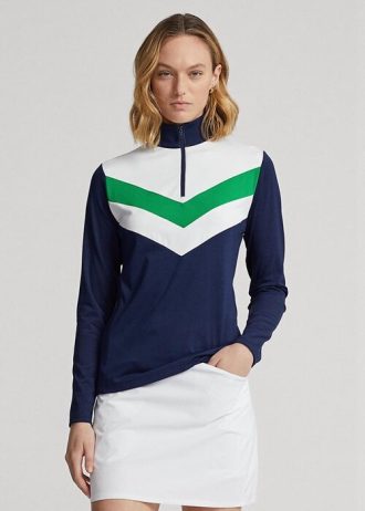 Siniset naisten Ralph Lauren Chevron-raitaiset neljäsvetoketjuiset villapaidat Siniset naisten Ralph Lauren Chevron-raitaiset neljäsvetoketjuiset villapaidat