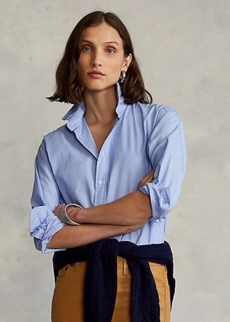 Siniset naisten Ralph Lauren Cotton High-Low paidat