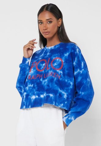 Siniset naisten Ralph Lauren Crew Neck -neulepuserot Siniset naisten Ralph Lauren Crew Neck -neulepuserot