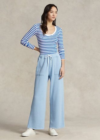 Siniset naisten Ralph Lauren Cutoff-helma fleece-swetarihousut