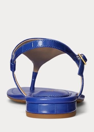 Siniset naisten Ralph Lauren Ellingtonin kohokuvioidut nahkasandaalit Siniset naisten Ralph Lauren Ellingtonin kohokuvioidut nahkasandaalit