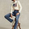 Siniset naisten Ralph Lauren High-Rise suorat farkut Siniset naisten Ralph Lauren High-Rise suorat farkut