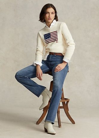 Siniset naisten Ralph Lauren High-Rise suorat farkut