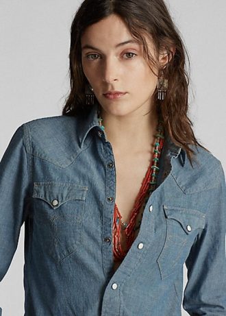 Siniset naisten Ralph Lauren Indigo Chambray Länsipaidat