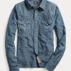 Siniset naisten Ralph Lauren Indigo Chambray Länsipaidat