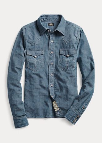 Siniset naisten Ralph Lauren Indigo Chambray Länsipaidat