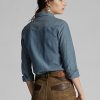 Siniset naisten Ralph Lauren Indigo Chambray Länsipaidat