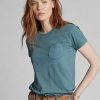 Siniset naisten Ralph Lauren Indigo Cotton Pocket T-paidat Siniset naisten Ralph Lauren Indigo Cotton Pocket T-paidat