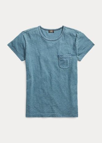 Siniset naisten Ralph Lauren Indigo Cotton Pocket T-paidat