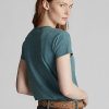 Siniset naisten Ralph Lauren Indigo Cotton Pocket T-paidat Siniset naisten Ralph Lauren Indigo Cotton Pocket T-paidat