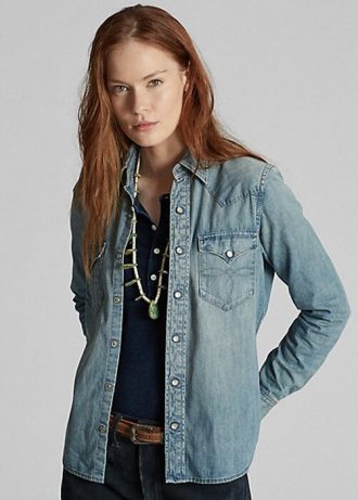 Siniset naisten Ralph Lauren Indigo Denim Länsipaidat