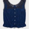 Siniset naisten Ralph Lauren Indigo-virkatut Camisole-topit Siniset naisten Ralph Lauren Indigo-virkatut Camisole-topit