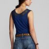 Siniset naisten Ralph Lauren Indigo-virkatut Camisole-topit Siniset naisten Ralph Lauren Indigo-virkatut Camisole-topit
