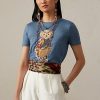Siniset naisten Ralph Lauren Island Polo Bear puuvillaiset T-paidat Siniset naisten Ralph Lauren Island Polo Bear puuvillaiset T-paidat