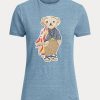 Siniset naisten Ralph Lauren Island Polo Bear puuvillaiset T-paidat Siniset naisten Ralph Lauren Island Polo Bear puuvillaiset T-paidat