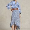 Siniset naisten Ralph Lauren kukkaiset röyhelöhameet Siniset naisten Ralph Lauren kukkaiset röyhelöhameet