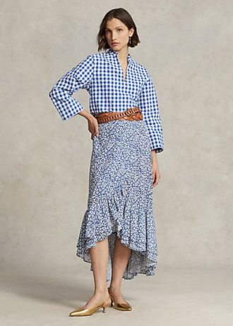 Siniset naisten Ralph Lauren kukkaiset röyhelöhameet