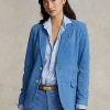 Siniset naisten Ralph Lauren lampaannahkaiset mokkanahkaiset bleiserit Siniset naisten Ralph Lauren lampaannahkaiset mokkanahkaiset bleiserit