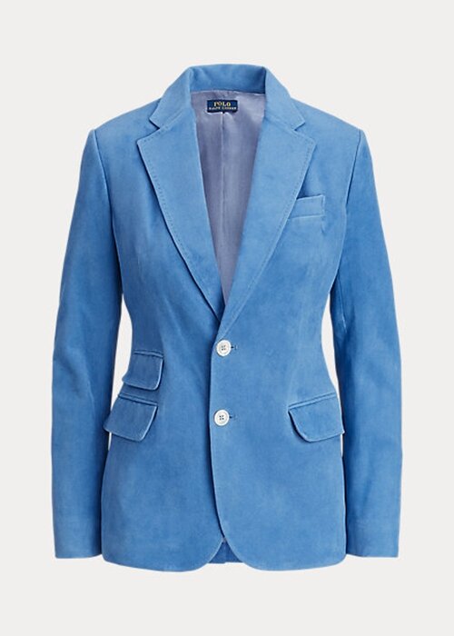 Siniset naisten Ralph Lauren lampaannahkaiset mokkanahkaiset bleiserit Siniset naisten Ralph Lauren lampaannahkaiset mokkanahkaiset bleiserit
