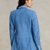 Siniset naisten Ralph Lauren lampaannahkaiset mokkanahkaiset bleiserit Siniset naisten Ralph Lauren lampaannahkaiset mokkanahkaiset bleiserit