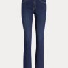Siniset naisten Ralph Lauren Mid-Rise suorat farkut Siniset naisten Ralph Lauren Mid-Rise suorat farkut