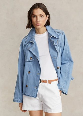 Siniset naisten Ralph Lauren Oversize Boxy Fit -farkkutakit