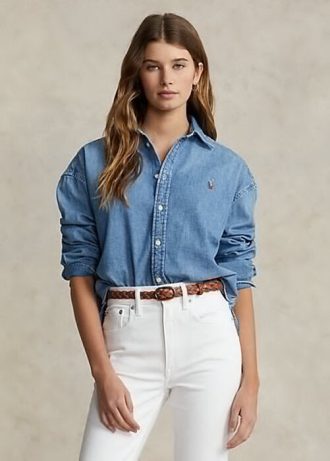 Siniset naisten Ralph Lauren Oversize-farkkupaidat