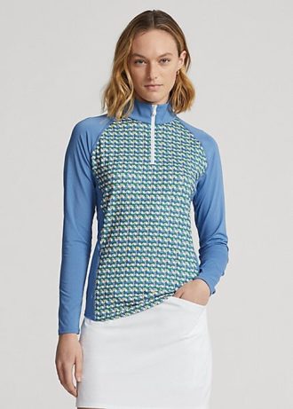 Siniset naisten Ralph Lauren Print Jersey Quarter -vetoketjulliset villapaidat Siniset naisten Ralph Lauren Print Jersey Quarter -vetoketjulliset villapaidat